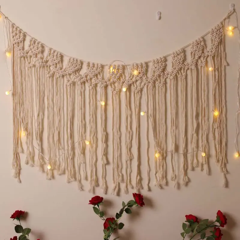 

Macrame Wall Hanging Hand-woven Tapestry Tassel Boho Wedding Backdrop Decoration G5GB