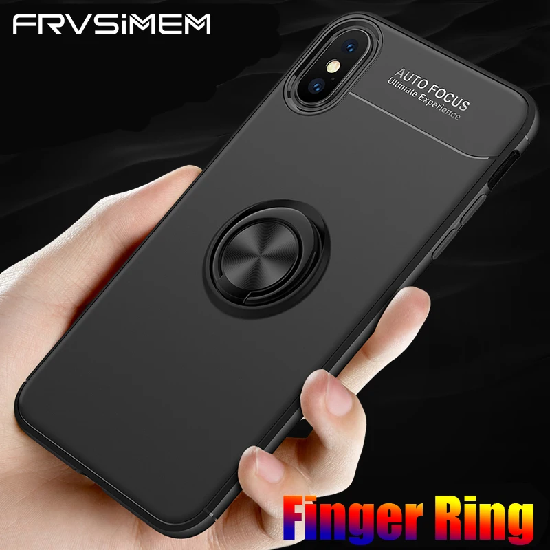 Мягкий чехол с кольцом на палец для iphone XS MAX XR 7 8 6X10 6S Plus матовый Силиконовый чехол для телефона с автофокусом