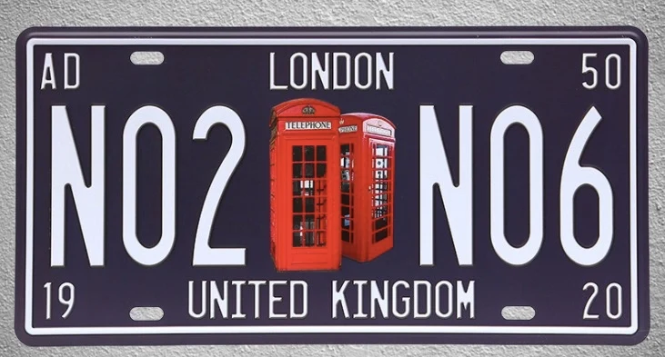 

1 pc London United Kingdom Britain Car license Tin Plates Signs wall man cave Decoration Metal Art Vintage Poster