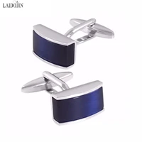 laidojin luxury square cufflinks for mens high quality shirt cuff buttons blue cats eye stone cuff links wedding gift jewelry