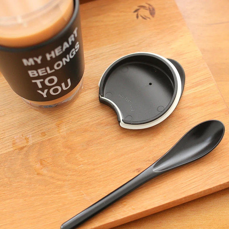 400 мл Творческий Стекло Кофе кружка с ложкой ПК Молоко Фруктовый сок Чай кружки