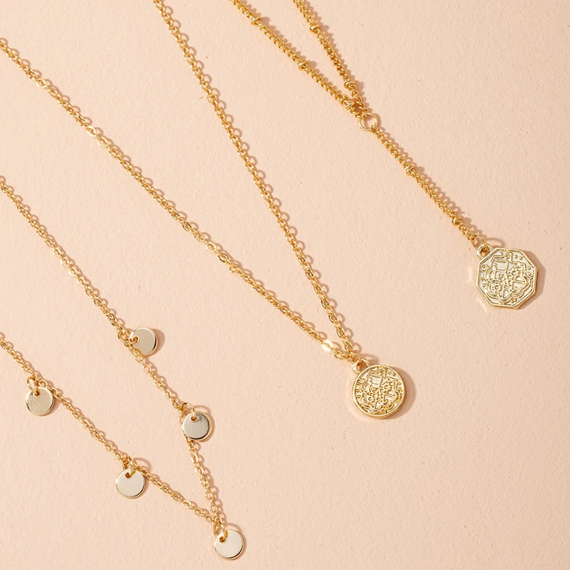 

Luxury Graceful Multilayer Ring Tag Women's Neck Chain One Piece Clavicle Necklaces For Women Jewelry Set Accessories Gift