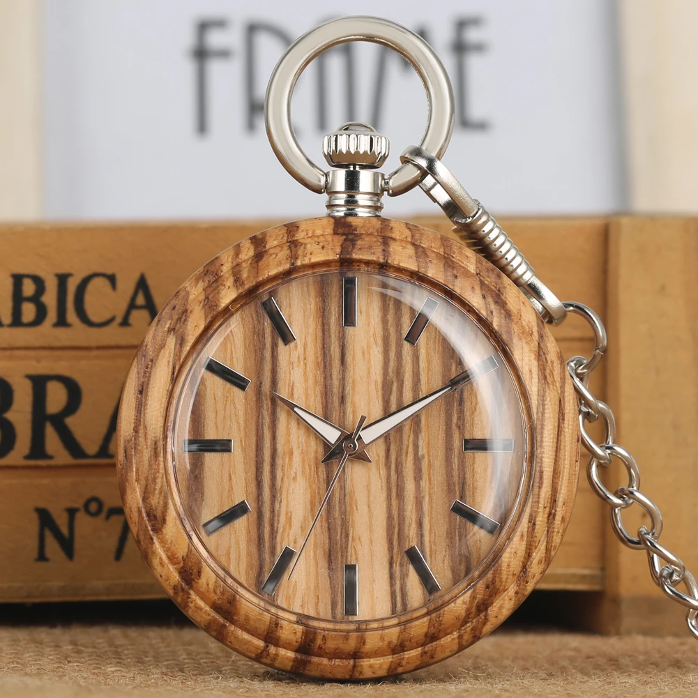 Портативный темно-коричневый эбеновый кварцевые карманные часы практичный большой круглый циферблат с римскими цифрами серебряная подвеска цепочка унисекс