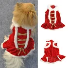 Рождественская красная юбка для домашнего питомца Санта-Клауса, зимнее теплое праздничное пальто для домашнего питомца, платья для маленьких собак и кошек