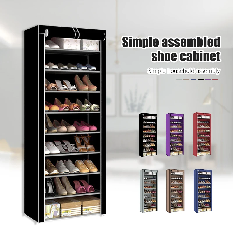 

10 Layers 9 Grid Shoe Racks Detachable Dust-proof Non-woven Shoe Cabinets Standing Storage Racks Space Saving DIY Assembly