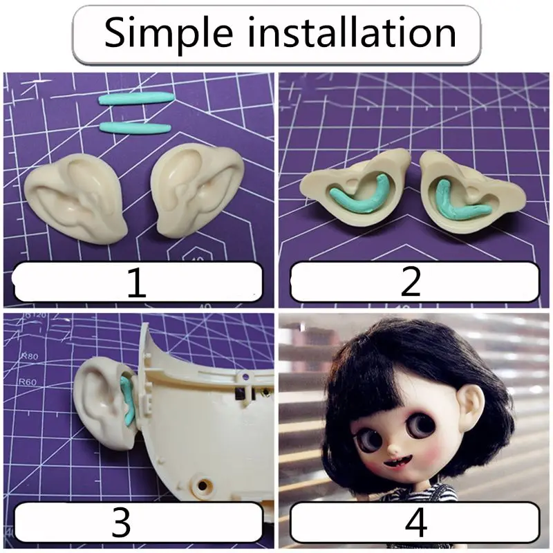 

For Blyth Doll Icy Toy Ears Toy White Natural Tan Dark And Super Black Skin, Only Ears No Doll