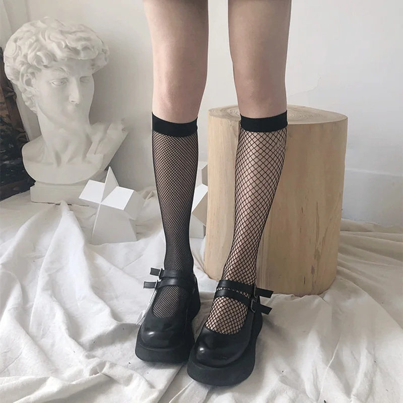 

Sexy Fishnet stocking Women Thigh High Knee Socks Girls Summer Thin Long Stockings Dress Streetwear Calcetine Medias Elastic