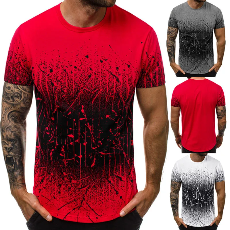 

2021 Summer Comfort 3d Printed Men's Short Sleeve T-shirt, Tie-dye Stitching 3d Printing Loose Cool Short Sleeves