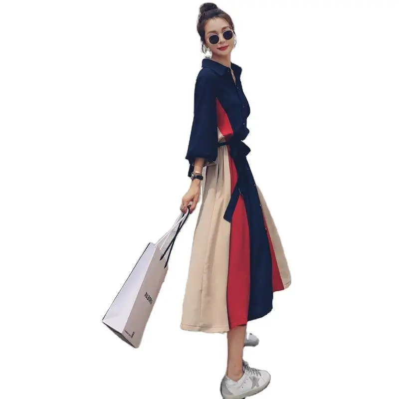 

French Long-sleeved Dress New Celebrity Temperament Was Thin Hepburn Style Platycodon Grandi Skirt Maxi Dresses Women 2021