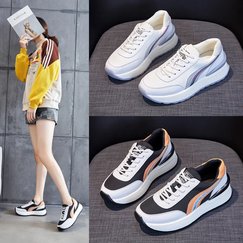 

Brand Thick-soled Fashion Women's Shoes New Spring Autumn Comfortable Student Ins Tide Sports Shoes All-match Casual White Shoes