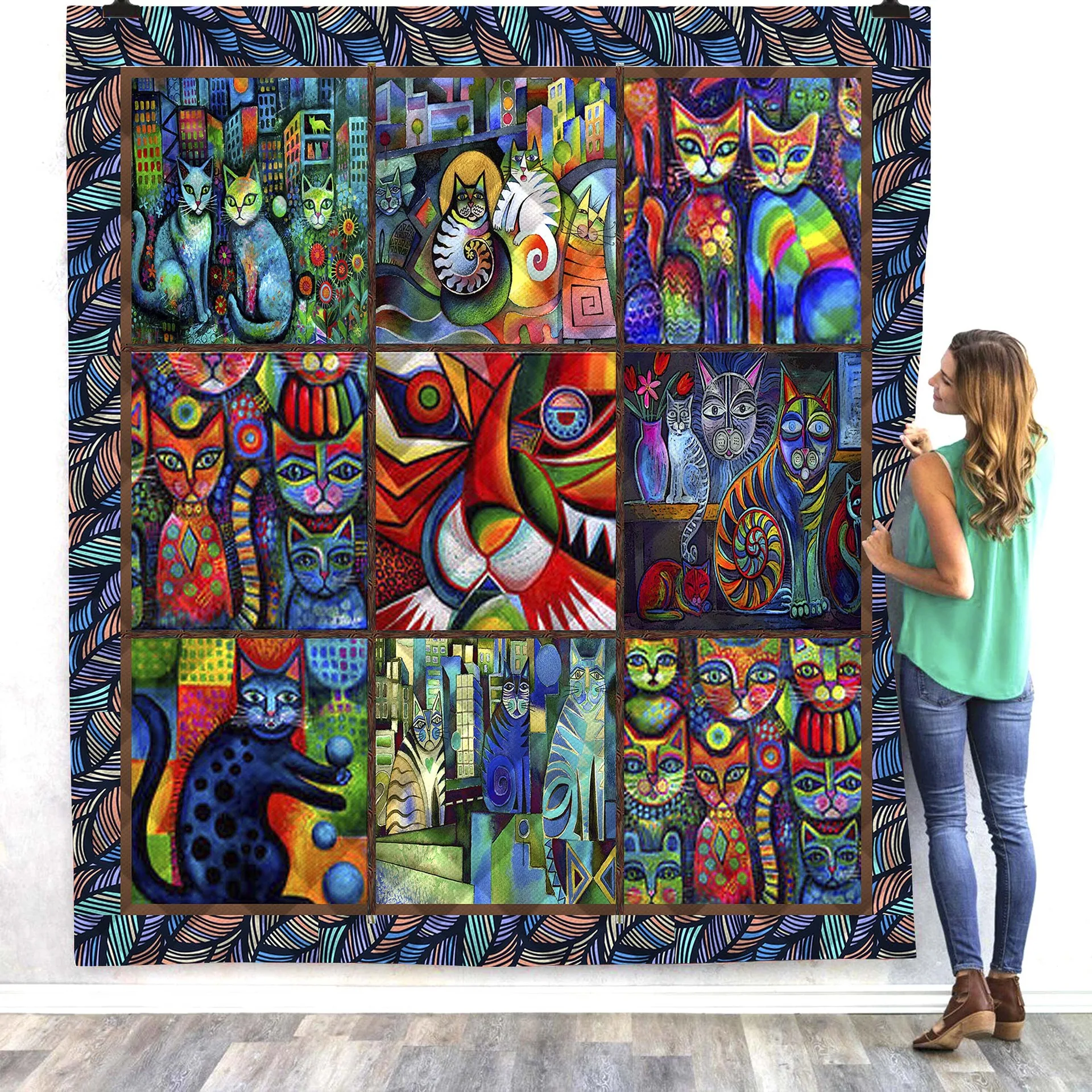 Halloween cat cute 3D Quilt Blanket For Kids Adults Bedding Throw Soft Warm Thin Office With Cotton style-4 |