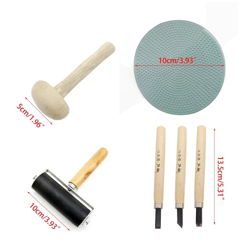 

Block Printing Starter Tool Kit Rubber Stamp Making Kit with Ink Roller, Carving Tools, Tracing Papers for Printmaking