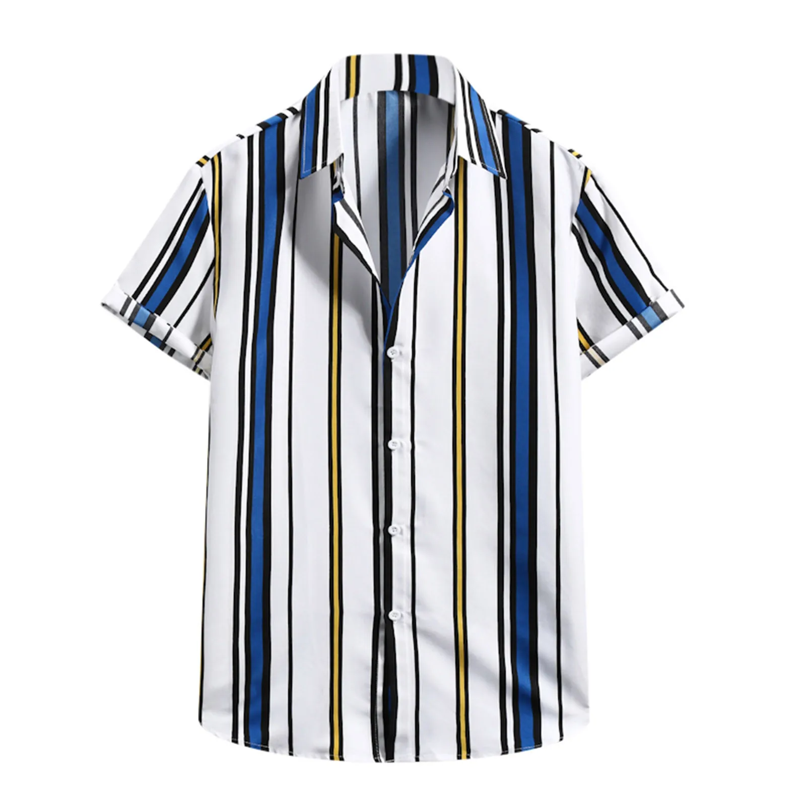 

Мужская блуза с отложным воротником и коротким рукавом, на пуговицах