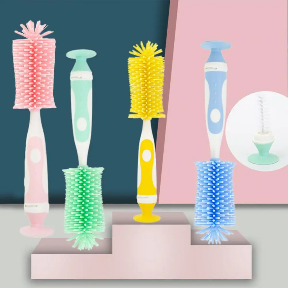 

Baby Bottle Brush Long Handle 360 Degree Rotation Silicone Infant Milk Bottle Brush Cleaner Baby Nipple Brush