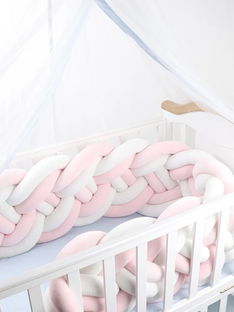 

2021Ins explosion type knotted woven eight-strand twist anti-collision strip hand-woven8-strand crib bed circumference play yard