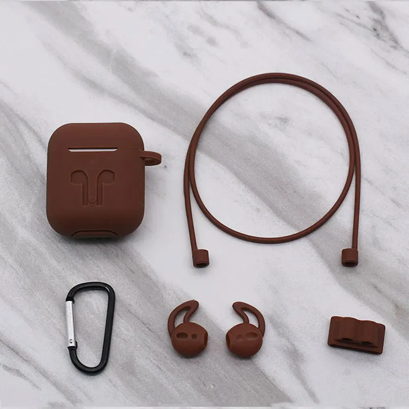 5 в 1 чехол для Airpods 1/2 Air Pods 2 силиконовый микронаушник футляр наушников