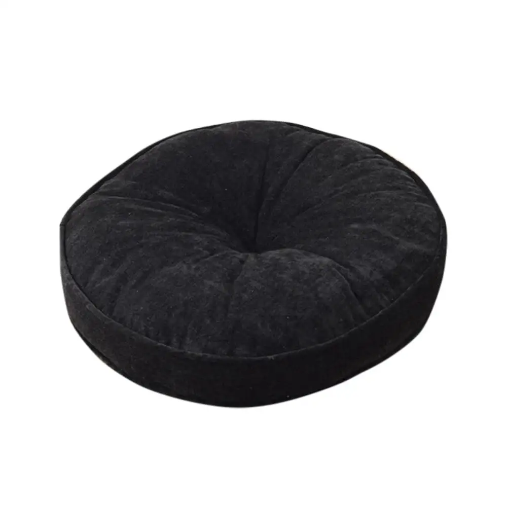 02 Black EHOMEBUY круглая Подушечка для стула, простая Подушка для домашнего стула, подушка для сидения, мягкий напольный коврик, сплошной цвет, футон, коврик, офисные подушки, 2 размера - Цвет: 02 Black