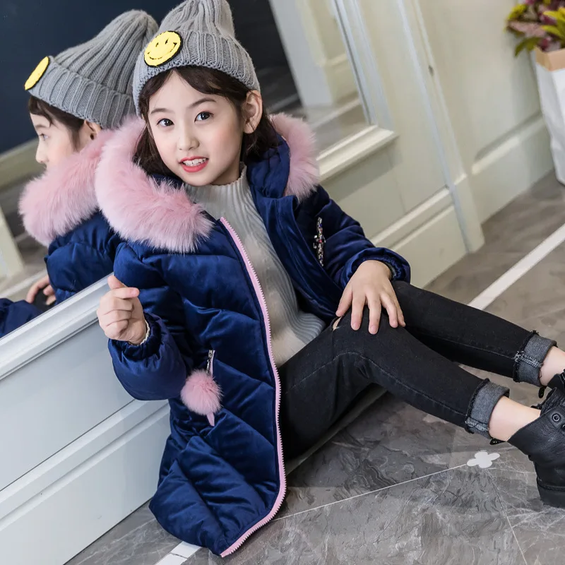 

2019 Children's Clothing Winter Jacket For Girls Thick Warm Kids Windbreaker Hooded Velvet Winter Girls Jackets Outwear TZ143