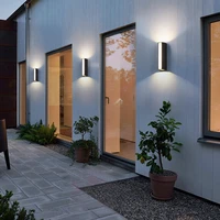 led outdoor wall light waterproof ip65 black aluminum villa courtyard exterior stairway wall lamp long tube wall sconce