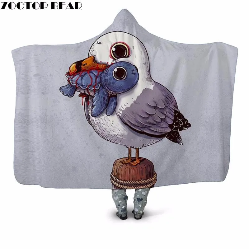 Одеяло с капюшоном в виде больших птиц и модное плюшевое одеяло лепестками для