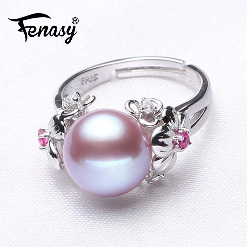 Женское кольцо с фиолетовым жемчугом FENASY натуральным пресноводным из
