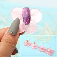 1 nail art holder practice display stand pink color round butterfly shape acrylic crystal false polish showing shelf