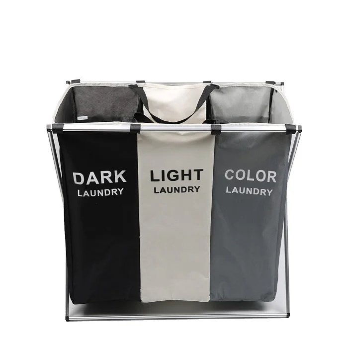 Assort three color Shushi складная корзина для белья и грязной одежды, органайзер, три сетки, домашняя печатная корзина для белья, сортировщик, водонепроницаемая корзина для белья - Цвет: Assort three color