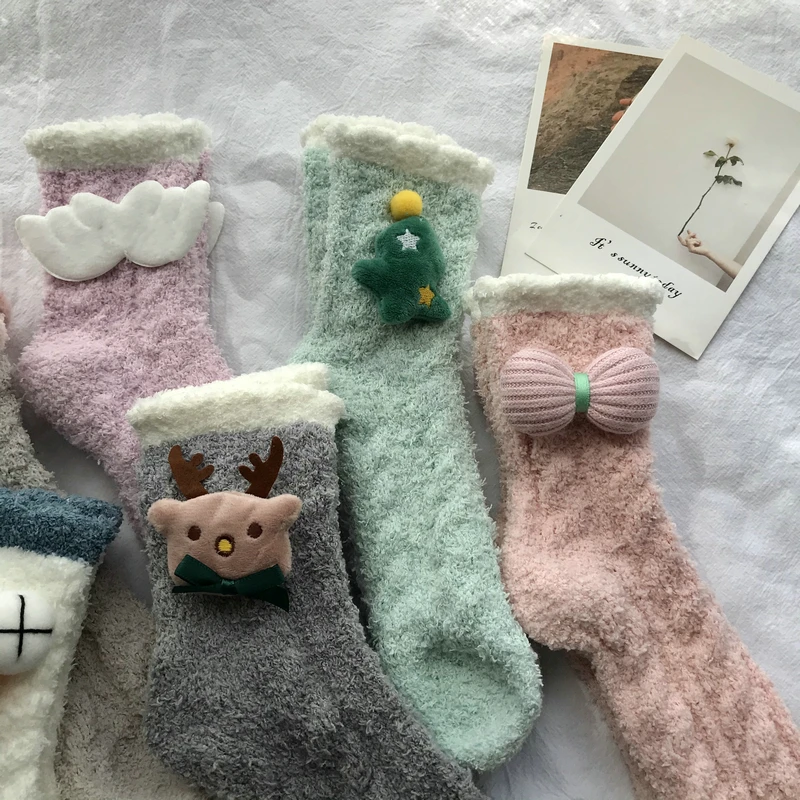 

Christmas Santa Claus Socks Thick Cotton Winter Cute DeerSnowman Cartoon Printing Decoration 2022 Xmas Large Gifts Bag