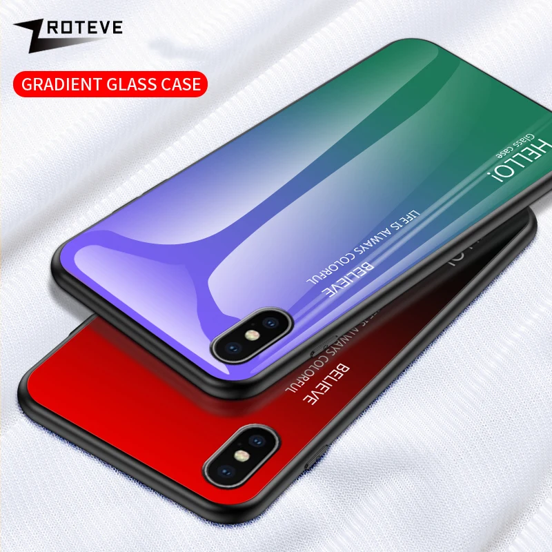 Чехлы для iPhone XS Max X XR тонкий чехол Apple с закаленным стеклом задняя крышка S
