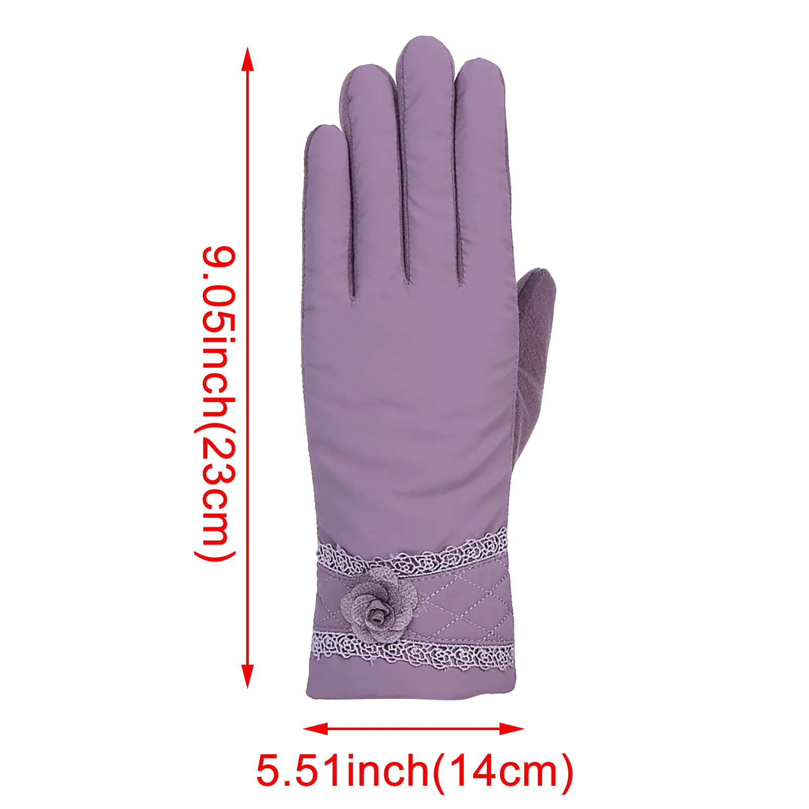 

Women's winter wool lace flowers thickened rainproof silk material warmth thickened outdoor full finger ski sports gloves