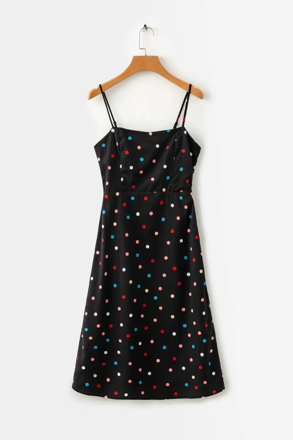 Платье женское атласное пляжное в горошек пикантное Клубное на бретелях разные