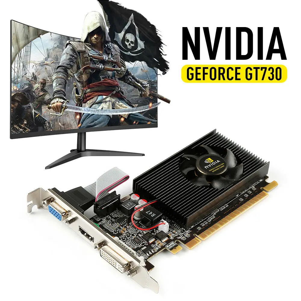 Видеокарта NVIDIA GeForce GT730 2GB DDR3 DVI VGA HDMI PCI-E низкопрофильная Видеокарта новая