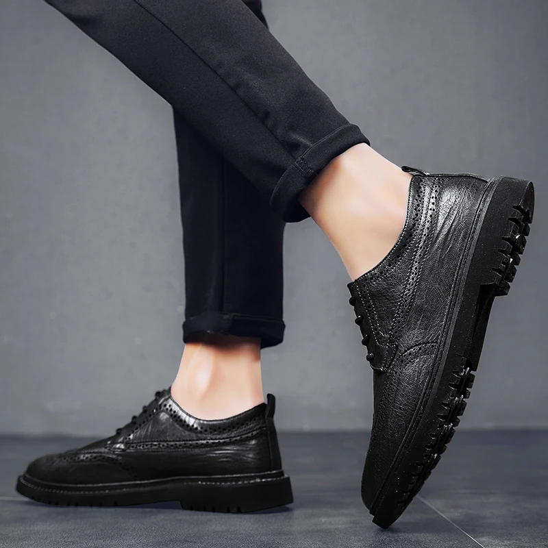 

Men Office Shoes Black lace up Oxford Shoes Men Leather Dress Shoes outdoor fashion round Toe Business Formal Shoes men