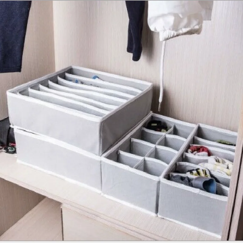 

4 Pcs Set Underwear Bra Organizer Storage Box Beige Drawer Closet Organizers Boxes For Underwear Scarfs Socks Bra