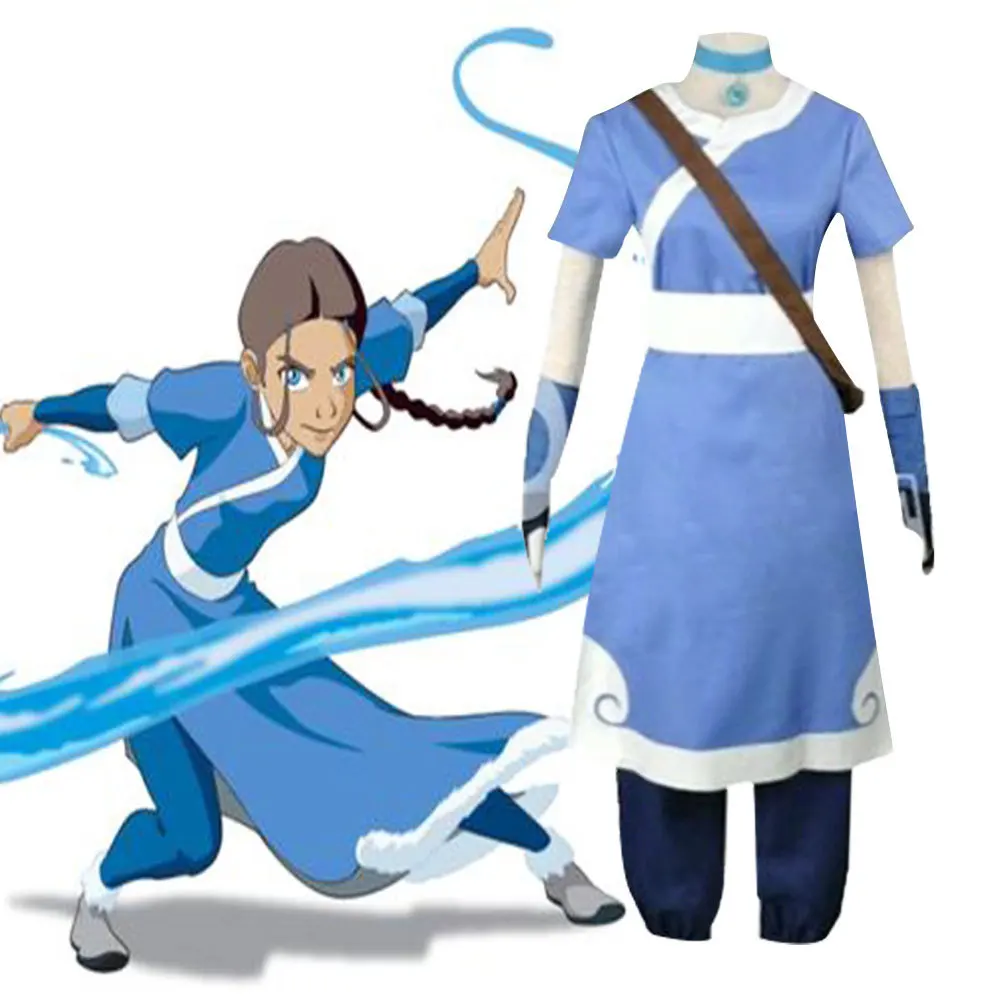 

Anime Avatar The Last Airbender Katara Cosplay Costume for Women Halloween Dress Fancy Suit Blue Hanfu Cool Carnival Wear