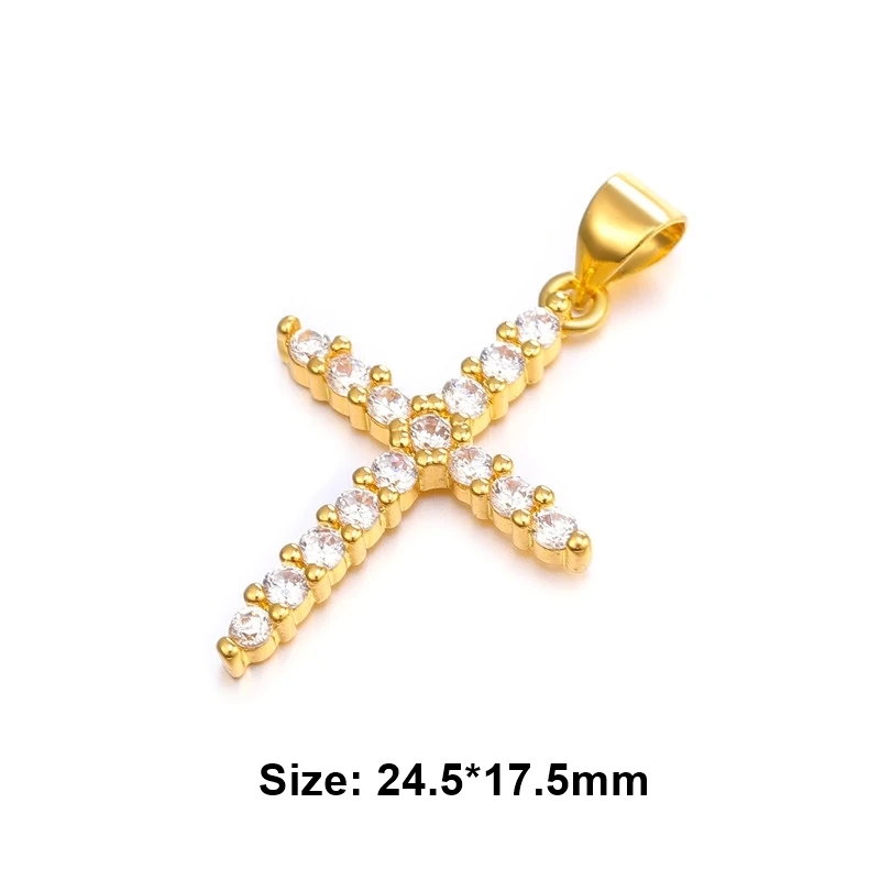 Gold Juya Micro Pave Циркон Религиозная Христианская подвеска в форме Креста для ручной работы Иисуса христианского браслеты Изготовление ювелирных ожерелий - Окраска металла: Gold