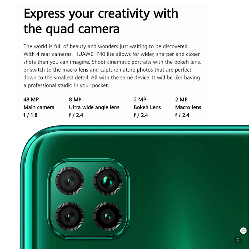 Huawei P40 Lite Kirin 810 6 ГБ 128 NFC Смартфон четыре ядра 40 Вт QC 48MP AI камеры 4 &quotFHD экран