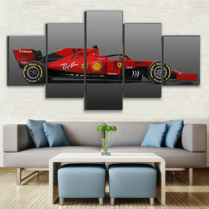 

Formula 1 Ferrari Racing Car 5 Piece Canvas Wall Art Print HD Home Decor Pictures 5 panel poster no Framed Paintings