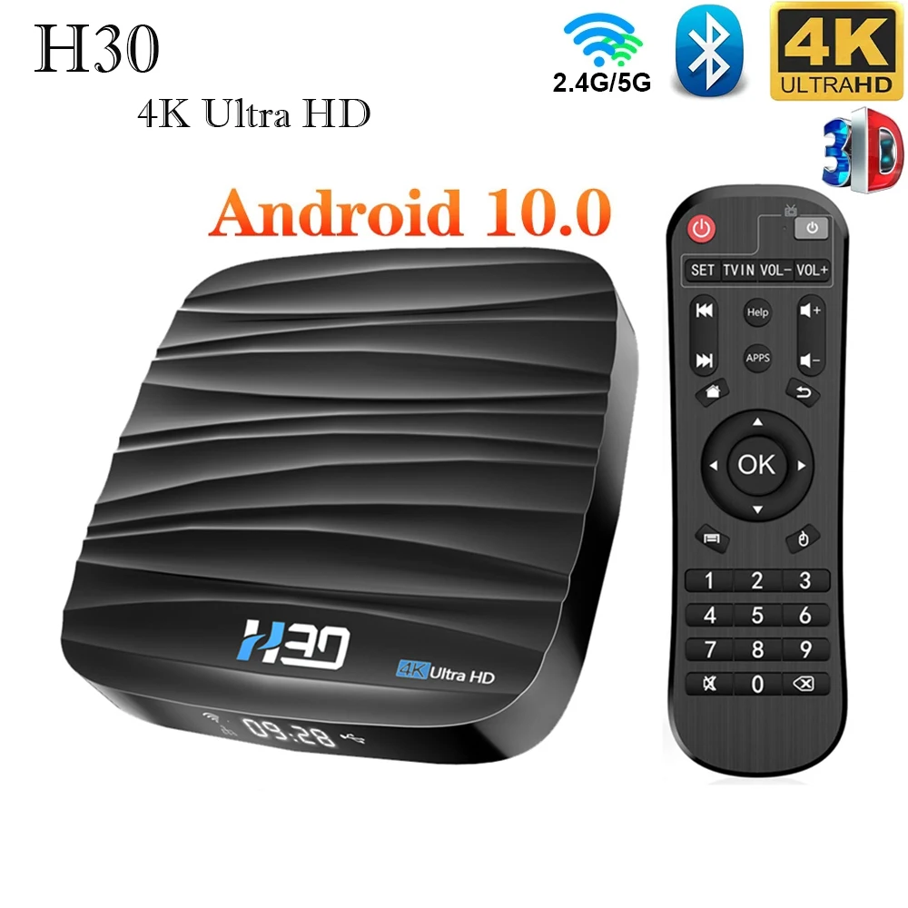 оригинальная интеллектуальная телевизионная коробка Android 10 4G 64Gb 32Gb 4K H.265
