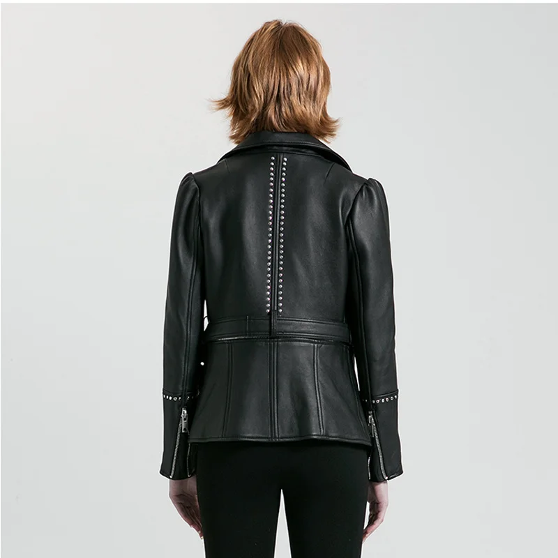 

Slim clothes women spring new fashion genuine leather jacket lower edge detachable high quality import skeepskin coats