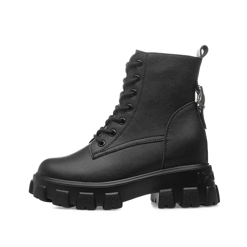SWYIVY Cow Leather Boots Women Shoes Short Plush Winter Zip 2019 Snow For Female Black Platform Ladies Booties | Обувь