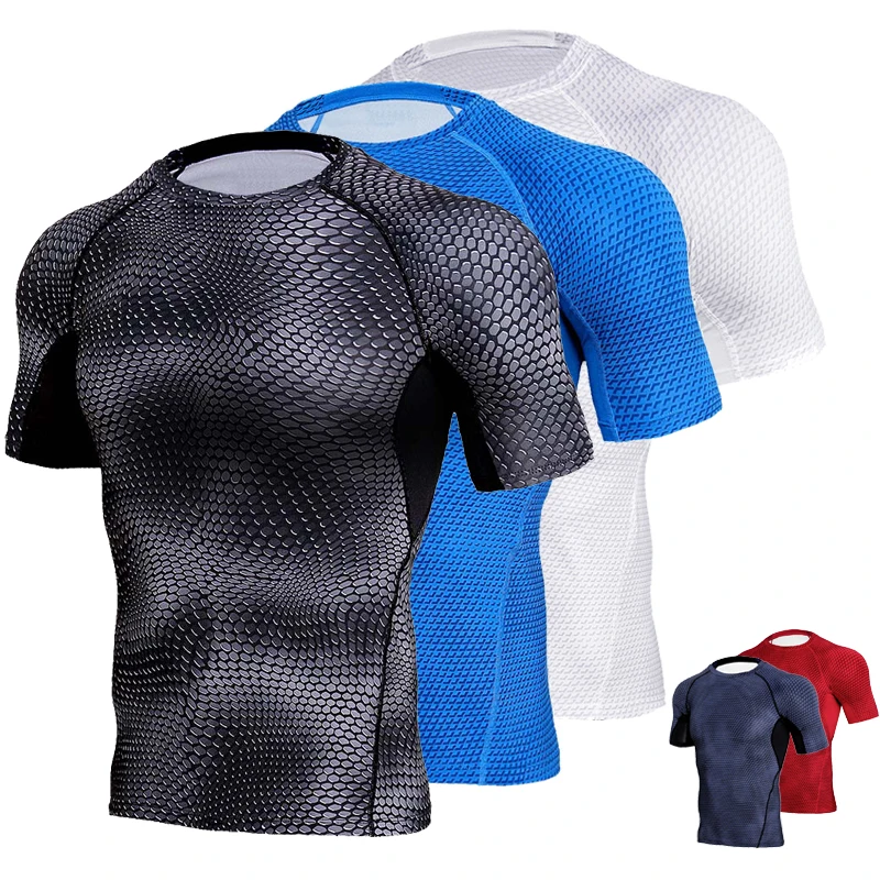 

Running Compression Shirt Man Bodybuilding Quick-drying Short Sleeve Sports Shirts Training Stretchy Solid Gym Clothing Workout