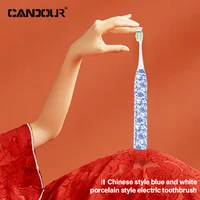 candour sonic electric toothbrush usb rechargeable toothbrush with 8 brush head ipx8 waterproof usb charger 5 mode chinese style