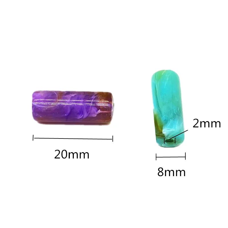 20pcs 8x20mm Imitation Stone Cylinder Shape Acrylic Beads Loose Spacer For Jewelry Making Pendant Accessories DIY | Украшения и