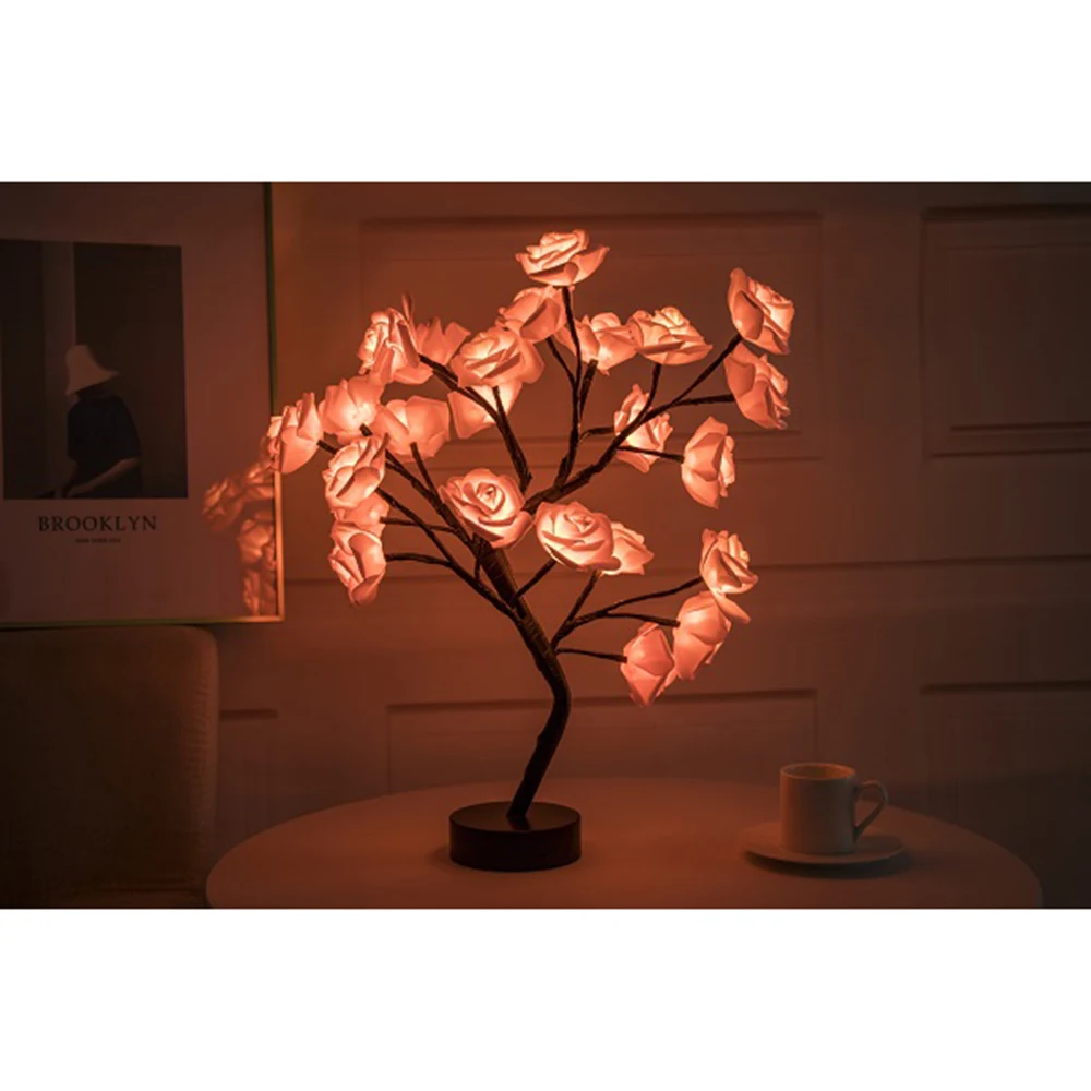Светодиодная лампа розы дерево Форма Usb Порты и разъёмы Батарея приведенный в
