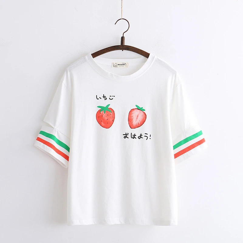 Женская футболка с коротким рукавом круглым вырезом и принтом|Футболки| |