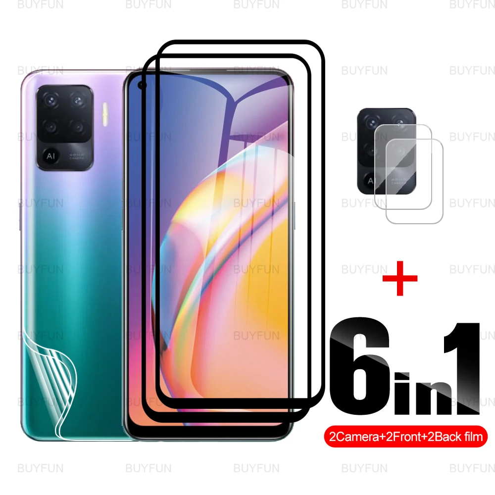 

Камера пленка для Oppo Рино 5 Lite 6,43 ''Анти-Царапины черные края стекла + сзади гидрогель пленка для oppo appo reno5 5G reno5lite пленка