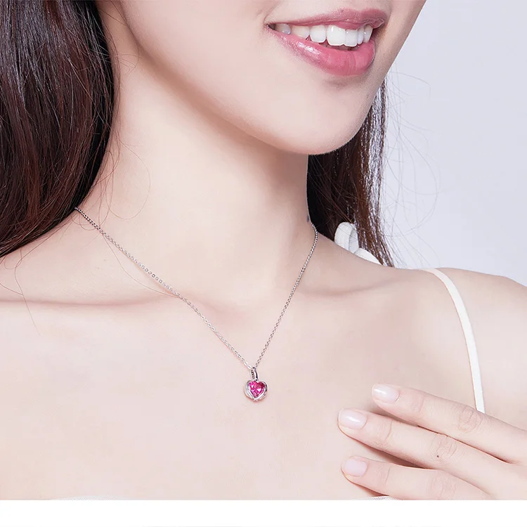 MYBEBOA, красное сердце, крыло стража, подвеска, ожерелья для женщин, AAA кубический цирконий, Звено Цепи, 925 пробы, серебряные ювелирные изделия