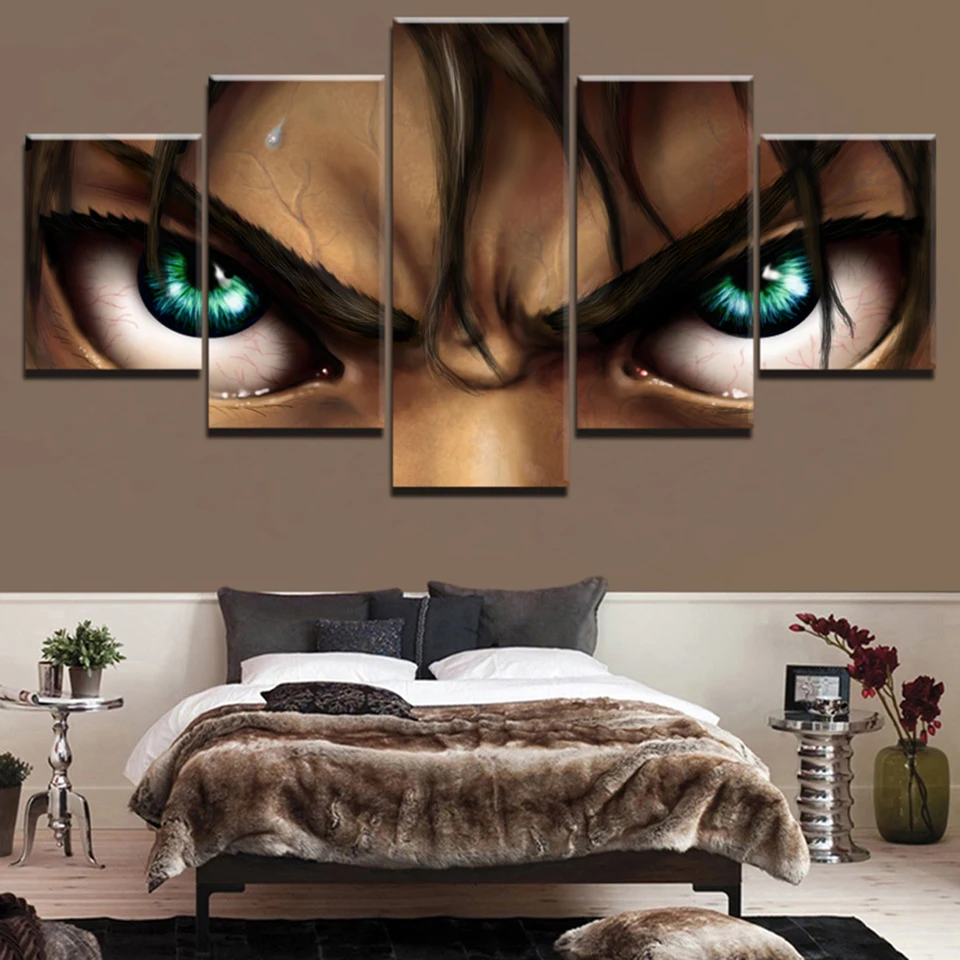 Модульные Hd-принты картины для украшения дома 5 шт. атака на Титанов постер холсте