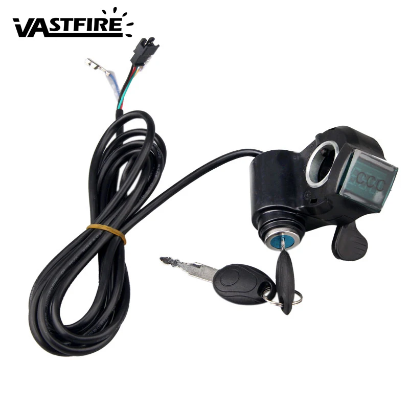 

Electric Bike Thumb Throttle with LCD Digital Battery Voltage Display Switch Scooter 12V/24V/36V/48/60/72V